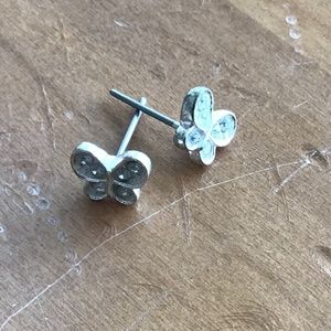 Silver & White Butterfly Earrings